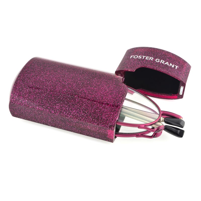 Foster Grant Women's Gideon Rectangular Reading Glasses, Magenta/Transparent, 64 mm, +2.50 - Image 4